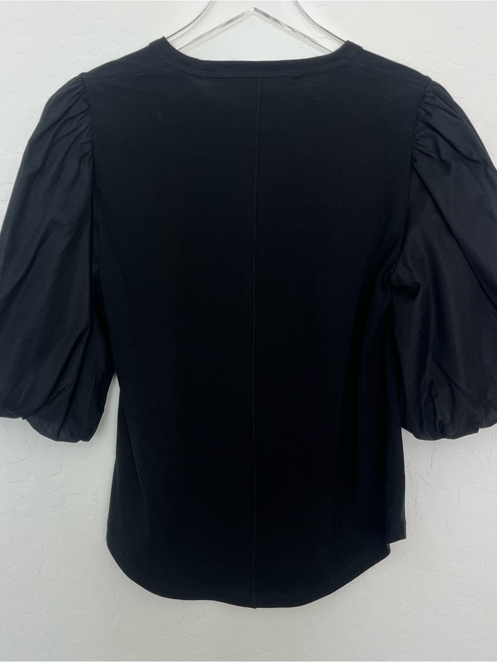 Veronica Beard Black Puff-Sleeve Crewneck Top - Picture 8 of 10